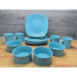 Fiesta Turquoise Square Dinnerware 12-Piece Set ~Retired